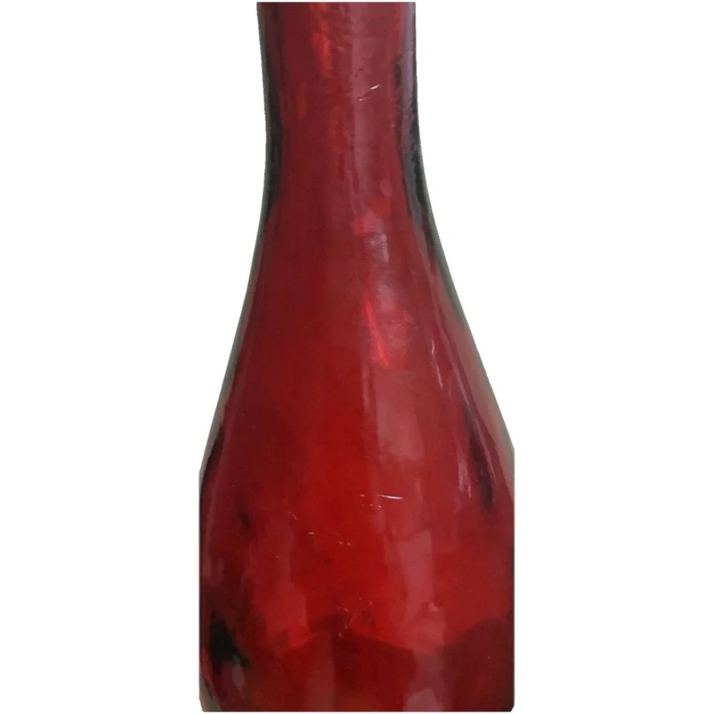 Vintage Red Art Glass Vase Decanter Molded  Bottle Melos Spain 17